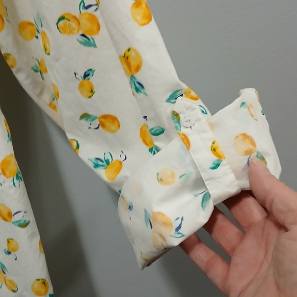 Croft & Barrow Lemon Citrus Print Women 3X Button Down Shirt Teacher Grandmacore - Picture 4 of 7